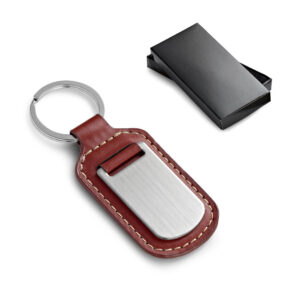 Chaveiro Executivo Couro Sintético e Metal com Estojo Presente Sg27139