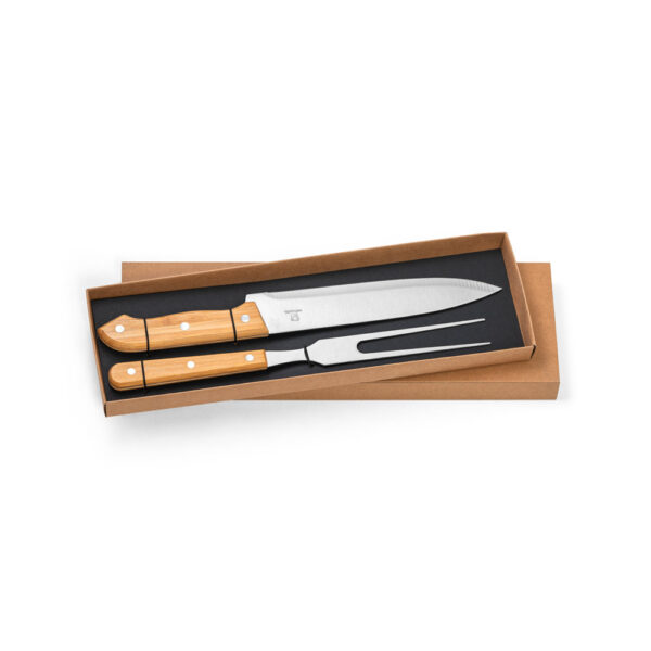 Kit Churrasco 2 Peças Inox e Madeira com Estojo Kraft Sg93149 - Image 3
