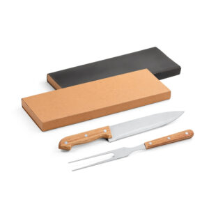 Kit Churrasco 2 Peças Inox e Madeira com Estojo Kraft Sg93149