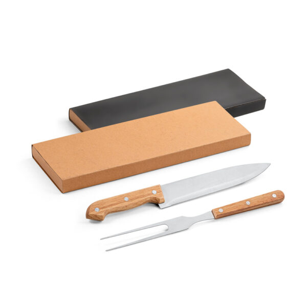 Kit Churrasco 2 Peças Inox e Madeira com Estojo Kraft Sg93149