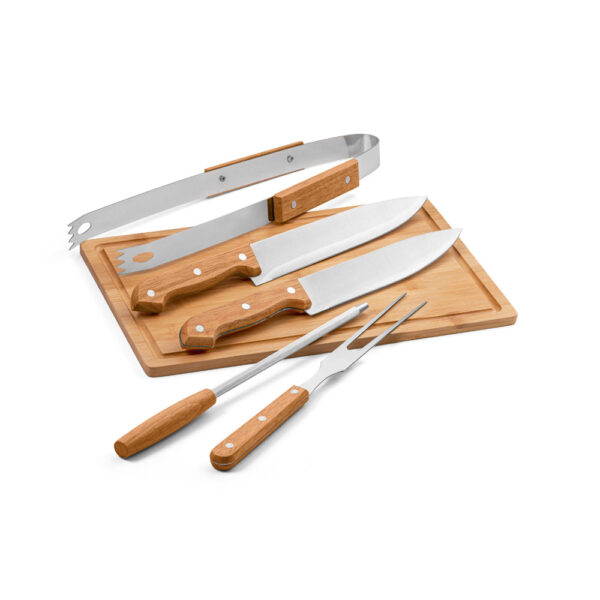 Kit Churrasco 5 Peças Inox e Madeira com Tabua e Estojo Nylon Sg24149 - Image 4