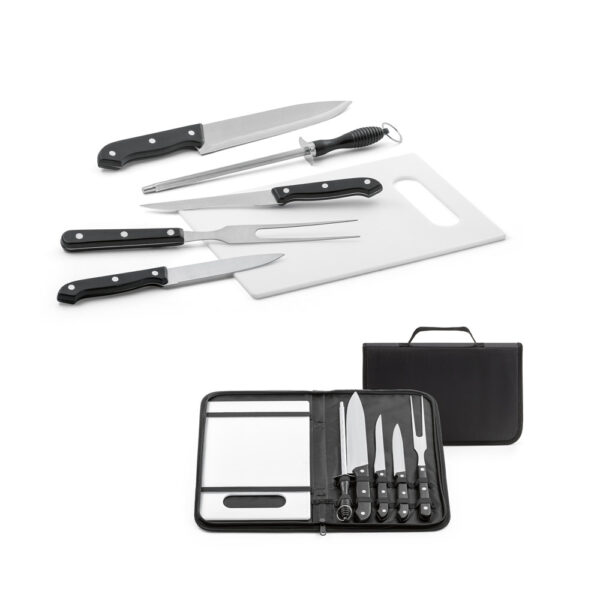 Kit Churrasco 5 Peças Inox Tabua e Estojo Nylon Sg44149