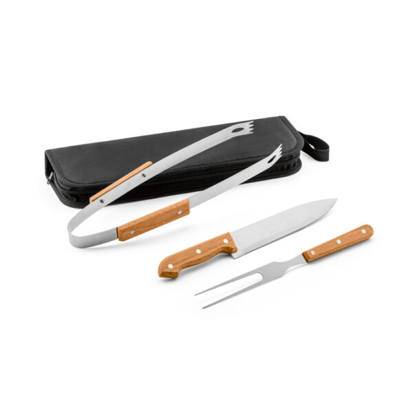 Kit Churrasco 3 Peças Inox e Madeira com Estojo Nylon Sg54149 - Image 4