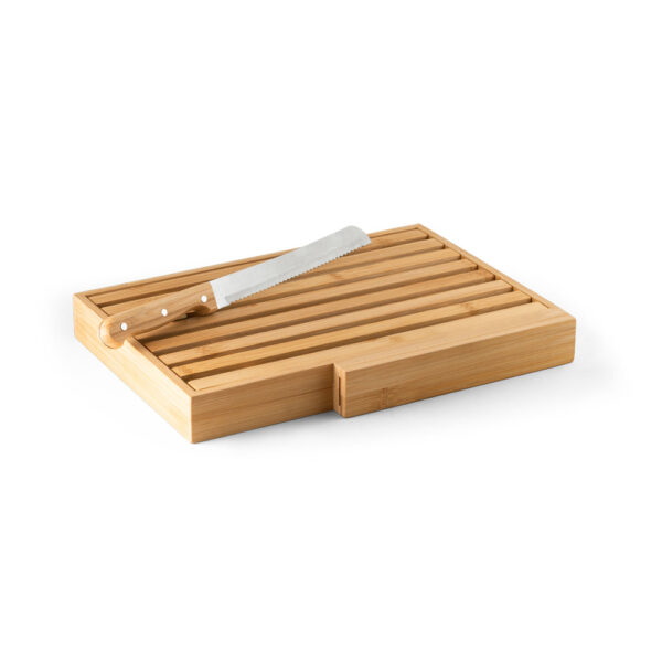 Tábua para Pão e Faca Inox e Bambu com Grelha Removível para remoção de migalhas Estojo Kraft Sg12349 - Image 4