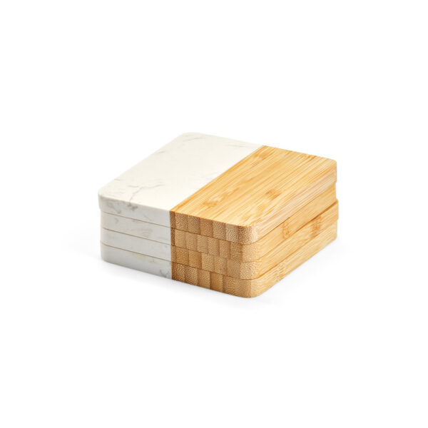 Porta Copos Mármore e Bambu Quadrado Caixa Kraft Sg83349 - Image 6