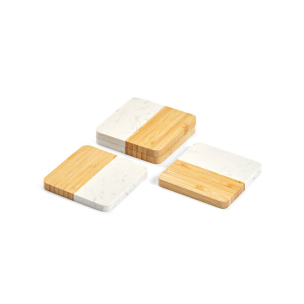 Porta Copos Mármore e Bambu Quadrado Caixa Kraft Sg83349 - Image 4
