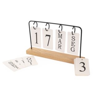 Calendário Permanente Madeira com Alça Metal S05251