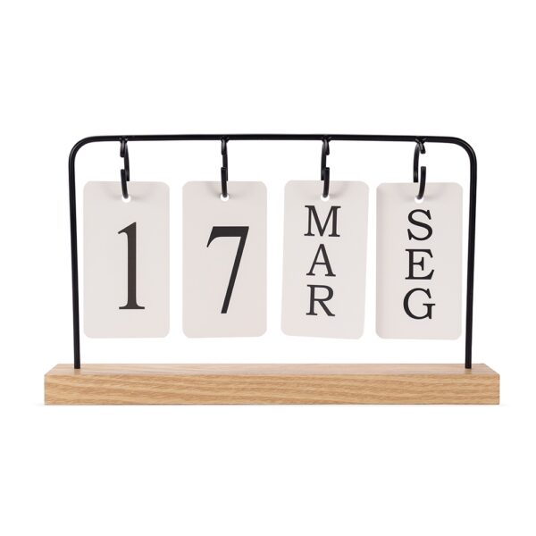 Calendário Permanente Madeira com Alça Metal S05251 - Image 2