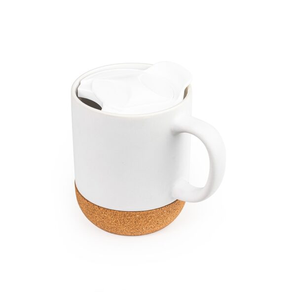 Caneca Porcelana 350ml Tampa e Base em Cortiça S02251 - Image 5