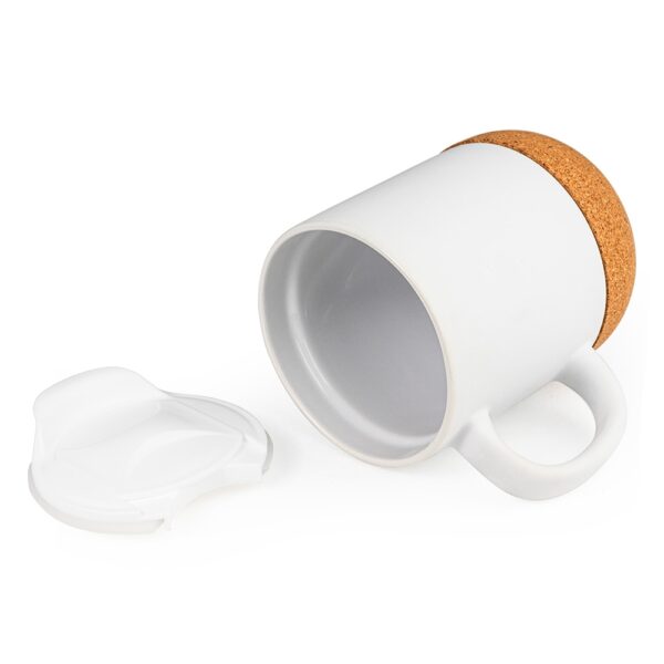 Caneca Porcelana 350ml Tampa e Base em Cortiça S02251 - Image 3
