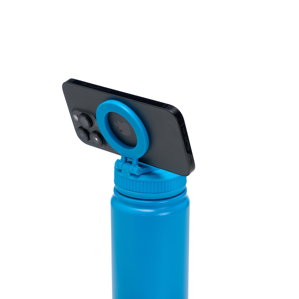 Garrafa Squeeze 750ml Térmica Mod Similar Parede Dupla Inox Alça Magnética Porta Celular S79180 - Imagem 6