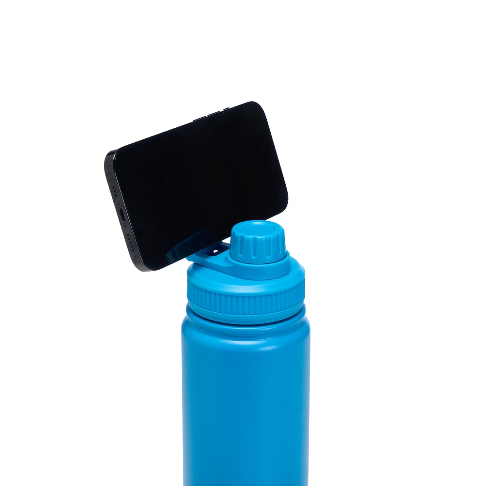 Garrafa Squeeze 750ml Térmica Mod Similar Parede Dupla Inox Alça Magnética Porta Celular S79180 - Imagem 3
