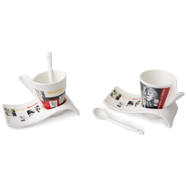 Kit de Café Marilyn Monroe 6 Peças Duas xícaras 80ml Dois Pires e Colheres Sm0956 - Image 3