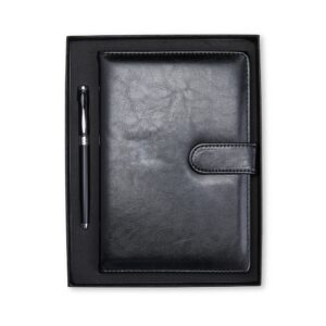 Conjunto Executivo Caderno Moleskine Couro Sintetico e Caneta Metálica com Estojo Presente S45280