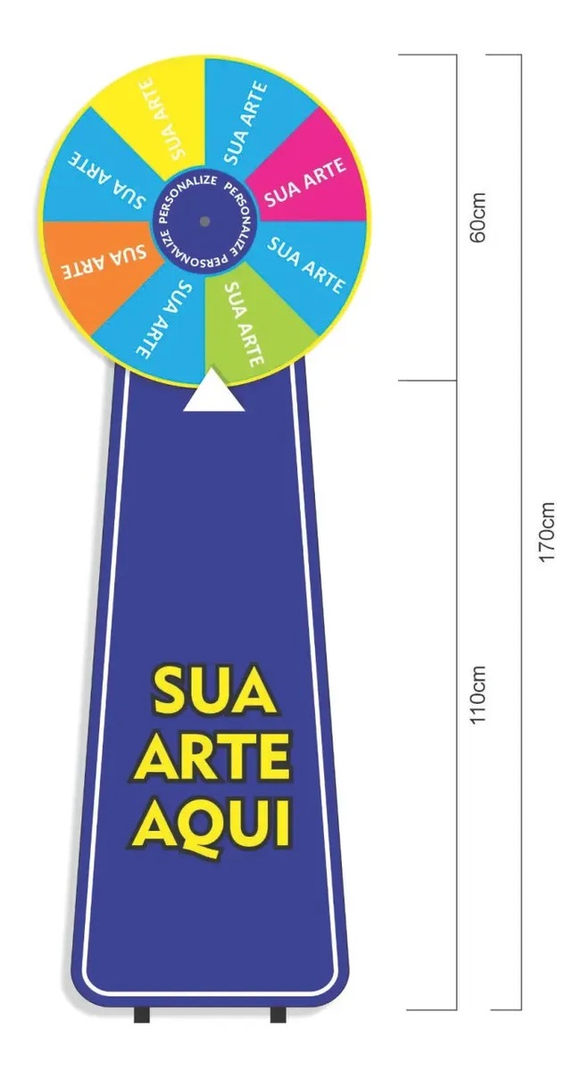 Roleta de Premios da Sorte Tam 1.20m x 40cm e 1.70m x 60cm MDF Sroleta - Imagem 4