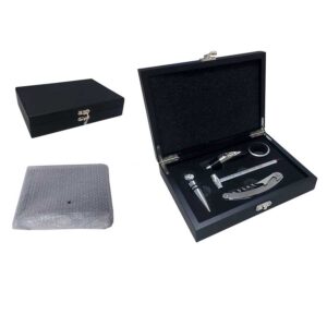 Kit Vinho 5 peças Aço Inox Estojo em MDF Su198141