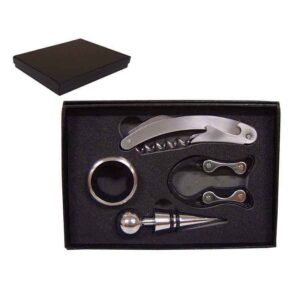 Kit de Vinho 4 Peças Aço Inox com Estojo Su060341