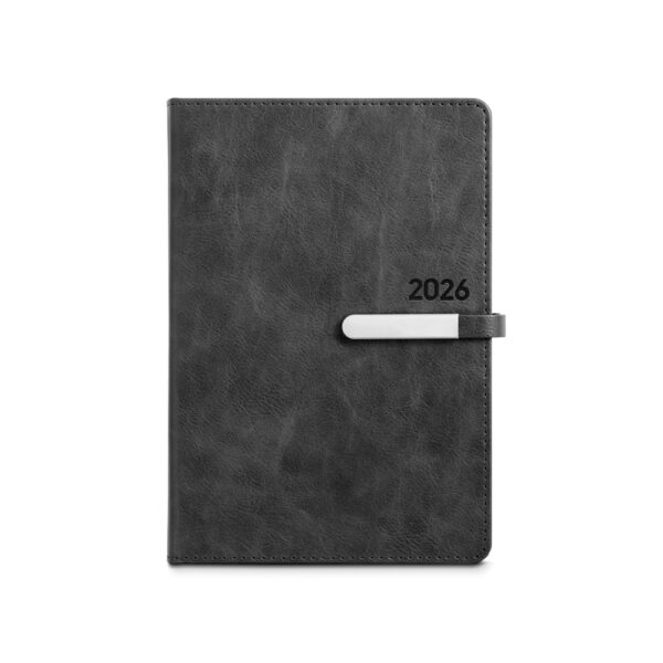 Agenda Anual Diária B5 2026 com Caneta PU Fecho Metálico S22166 - Image 8