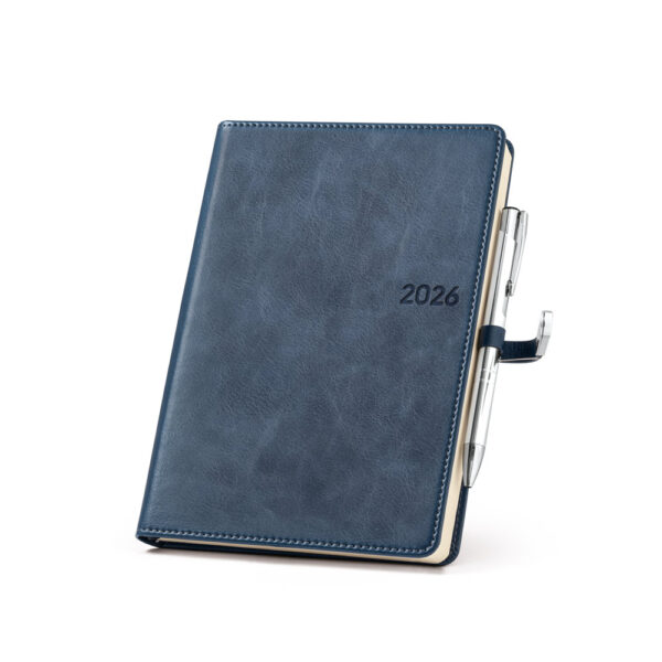 Agenda Anual Diária B5 2026 com Caneta PU Fecho Metálico S22166 - Image 2