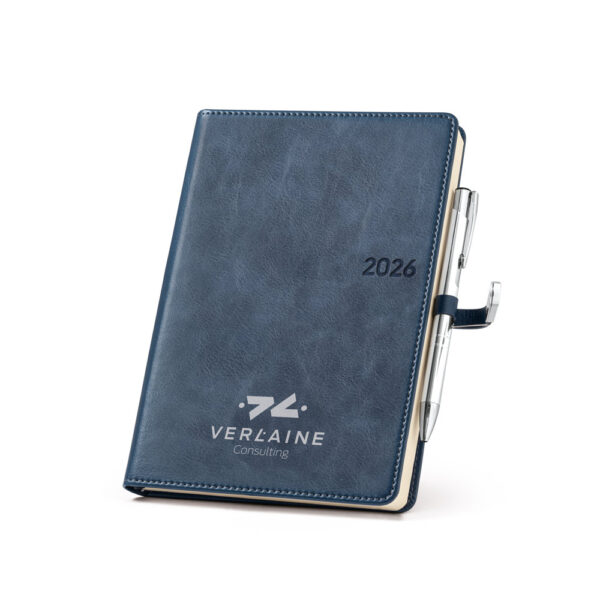 Agenda Anual Diária B5 2026 com Caneta PU Fecho Metálico S22166 - Image 5