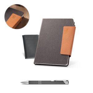 Agenda Anual Diária A5 2026 com Caneta Pele Reciclado Fecho Magnético e Bolsa S50266