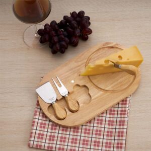 Conjunto de Queijos e Frios Kit 4 Peças Madeira de Bambu e Inox S22230