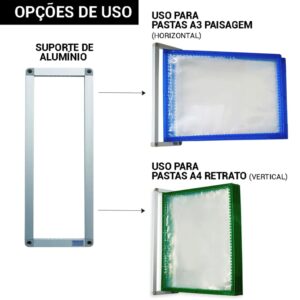 Suporte Aluminio para Pastas A4 Retrato/A3 Paisagem SAPs Modelo Ssuporte