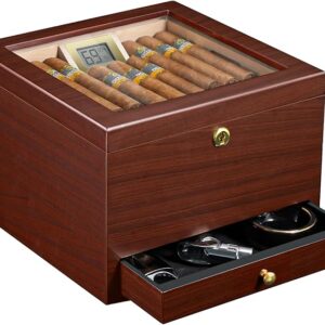 Estojo Umidor de Charutos Madeira de Cedro Espanhol 60 charutos Scharuto