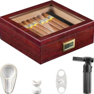 Estojo Umidor de Charutos com isqueiro, cinzeiro, suporte e cortador Scharuto