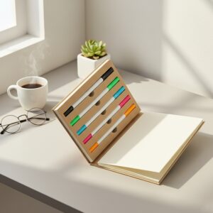 Bloco de Anotações A5 Kraft Eco com 5 Canetas Coloridas S83091