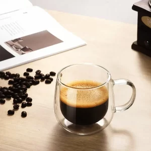 Xicaras de Café com Alça Vidro Borossilicato Parede Dupla 80ml Sxicara