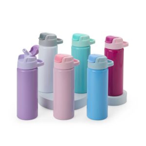 Garrafa Squeeze 600ml em Aluminio Bico Flip Top e Canudo Interno Alça e Protetor bocal S12981