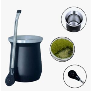 Copo Cuia de Chimarrão e Tereré Térmica 300ml Alumínio com Bomba Inox Scuia