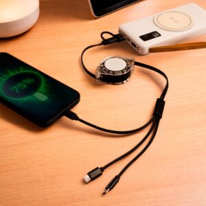 Carregador de Celular Cabo USB Retrátil 1,05m com 3 saídas S78290