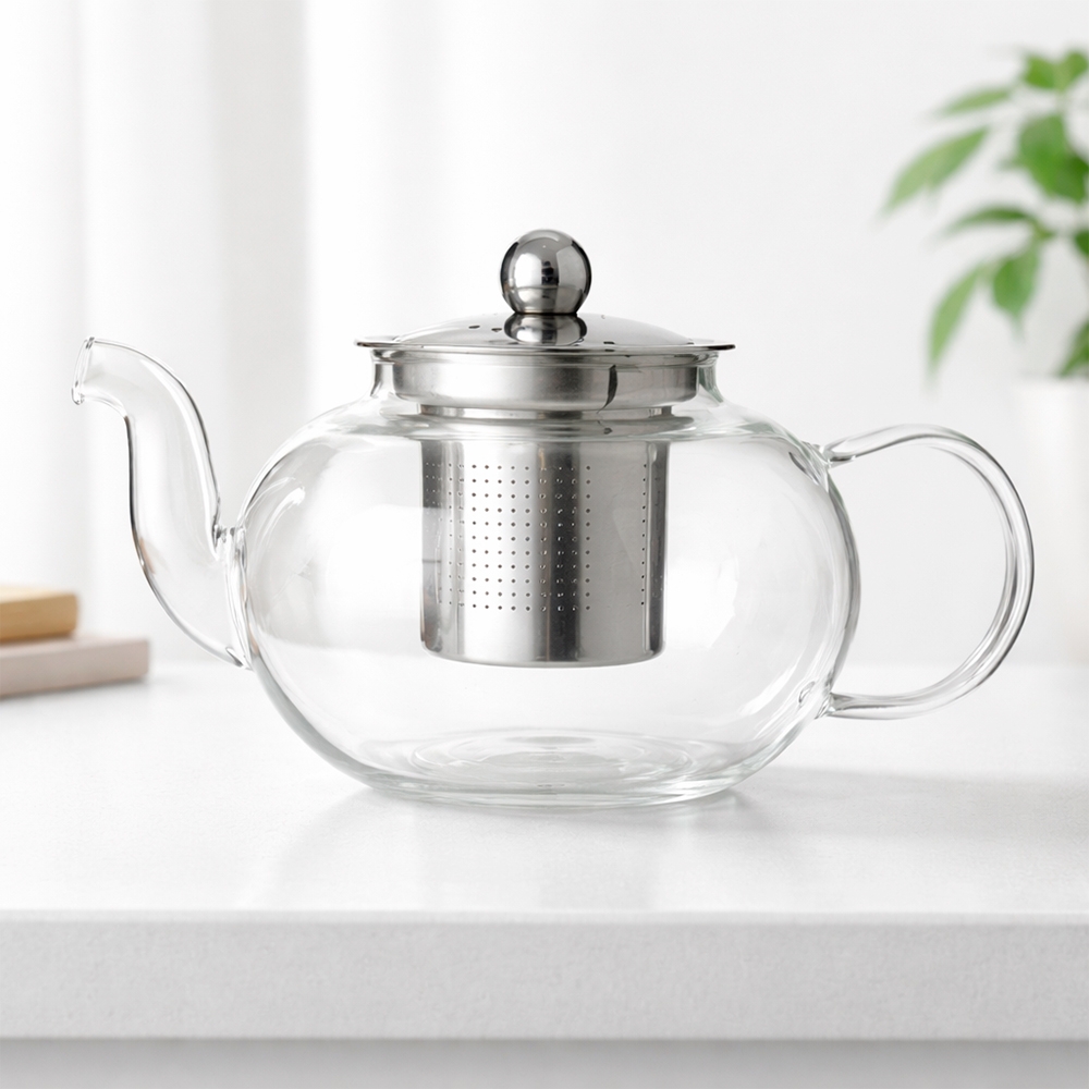 Chaleira de Vidro Borossilicato 700ml Infusor Removível e Tampa Inox S83191