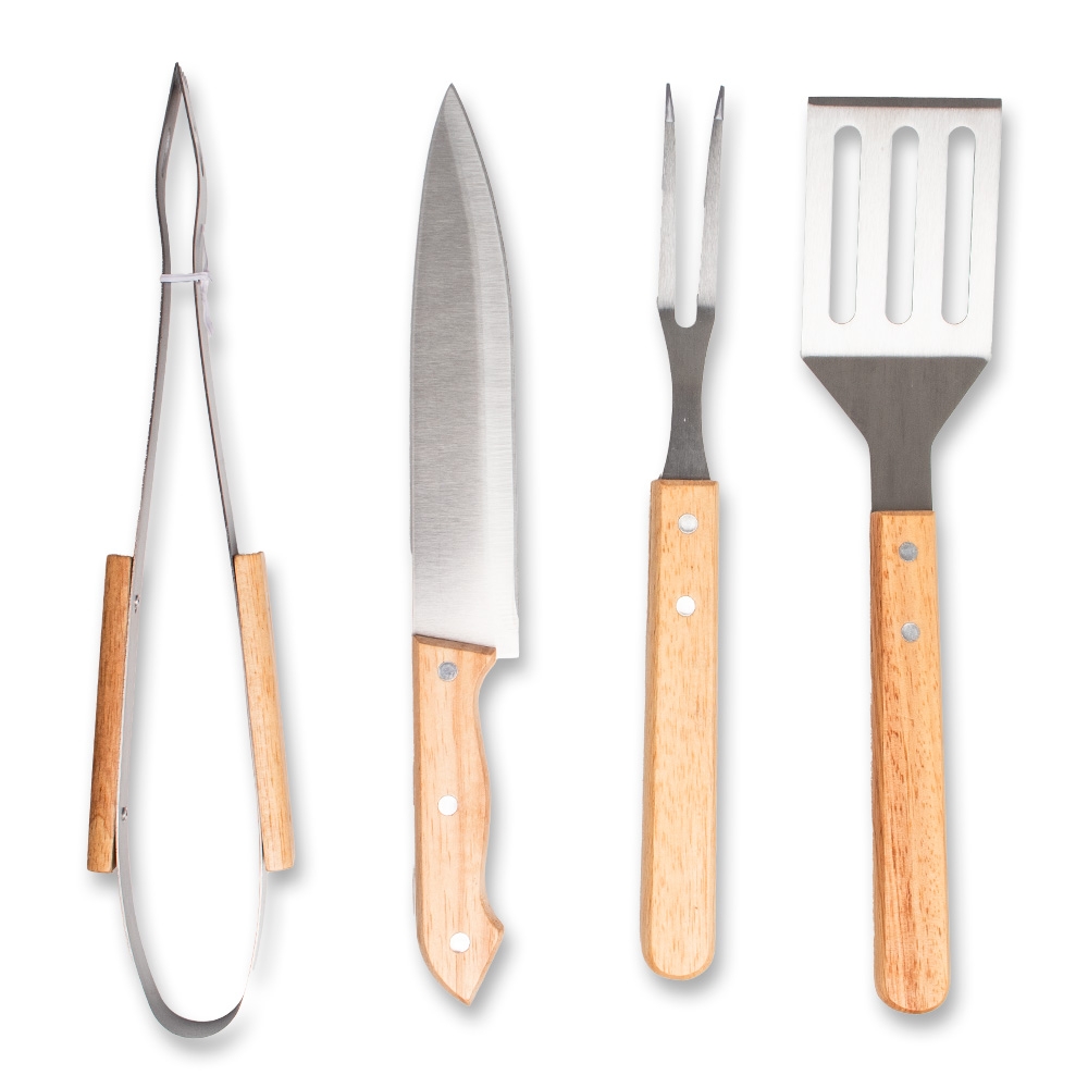 Kit Churrasco 4 peças Inox e Madeira com Estojo Nylon com Alça Sb26421 - Imagem 3