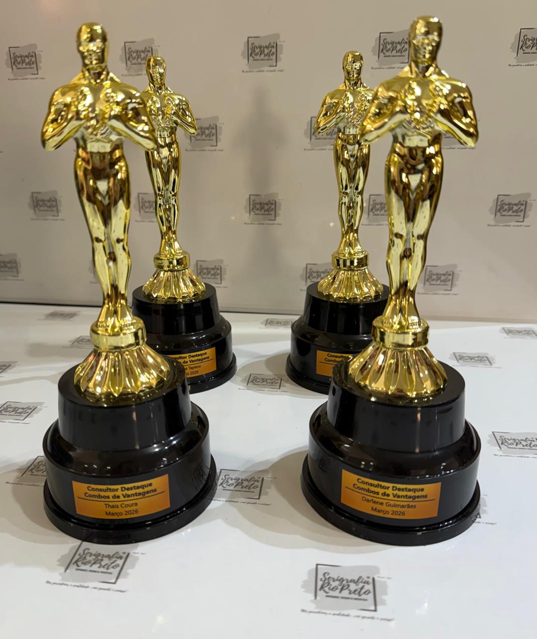 Troféu Oscar Modelo Similar a Estatueta Tam. Altura 23cm altura 23cm Personalizado com Tag 5x2cm Strofeuoscar - Imagem 3