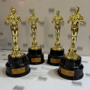Troféu Oscar Modelo Similar a Estatueta Tam. Altura 23cm altura 23cm Personalizado com Tag 5x2cm Strofeuoscar