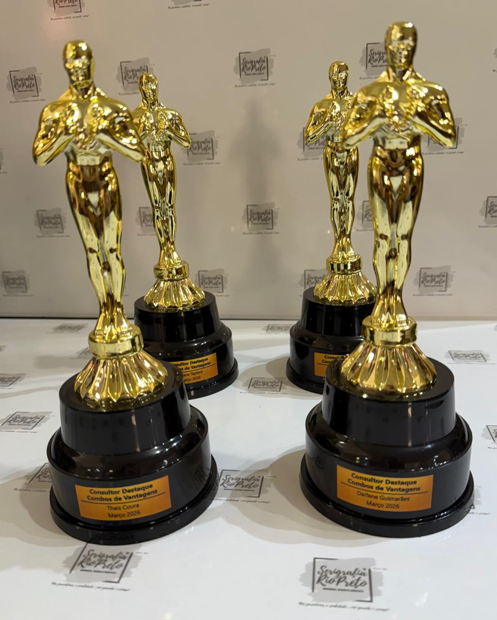 Troféu Oscar Modelo Similar a Estatueta Tam. Altura 23cm altura 23cm Personalizado com Tag 5x2cm Strofeuoscar - Imagem 8