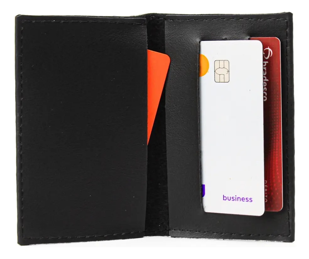 Carteira Porta Cartão e Cédulas Slim Horizontal Couro Sintético 5 Divisórias Tam 10x8cm Sportacartao - Imagem 3