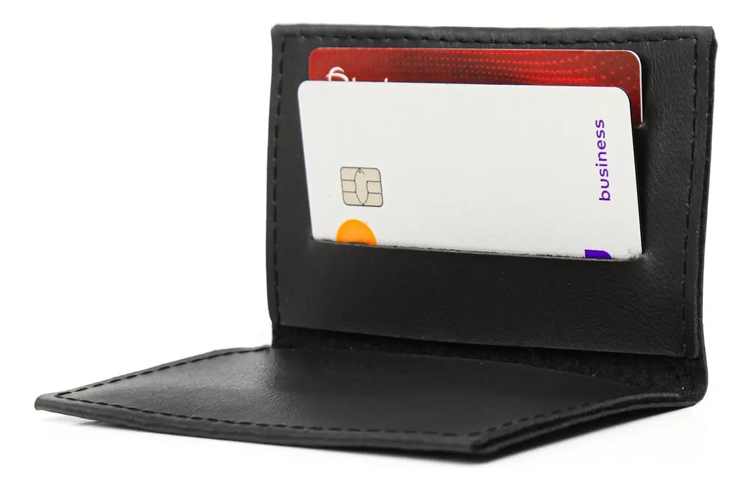 Carteira Porta Cartão e Cédulas Slim Horizontal Couro Sintético 5 Divisórias Tam 10x8cm Sportacartao