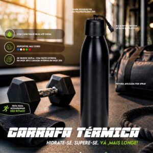 Garrafa Térmica 500ml Inox Parede Dupla com Alça S95091