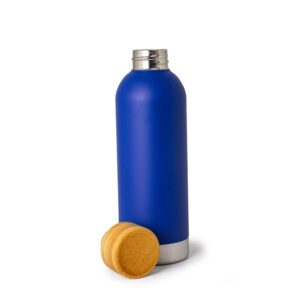 Garrafa Squeeze 510ml Térmica Parede Dupla Inox Tampa Bambu S00251