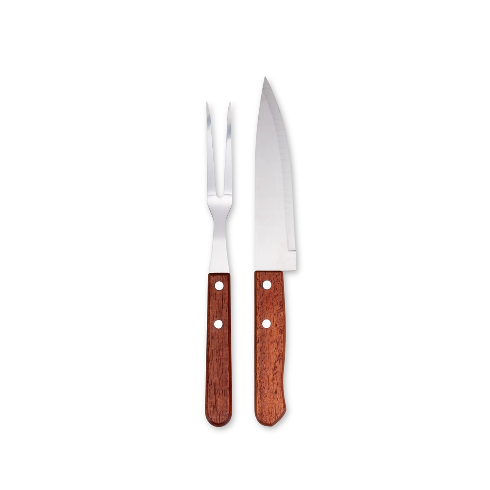 Kit Churrasco 2p Garfo e Faca Inox e Madeira com Estojo Papel Cartão S57191 - Imagem 3