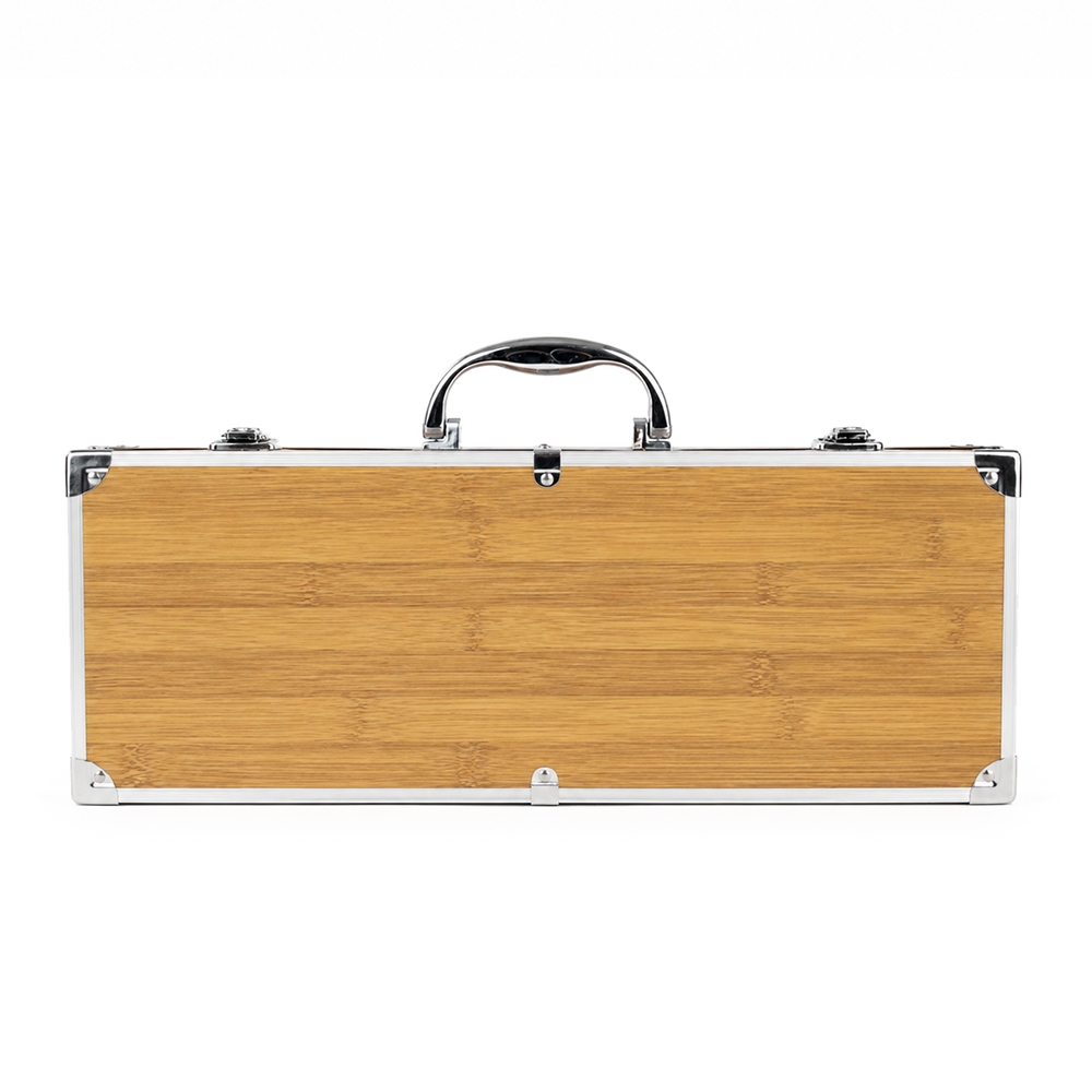 Kit Churrasco 5 Peças Inox e Madeira de Bambu com Estojo S86191 - Imagem 4