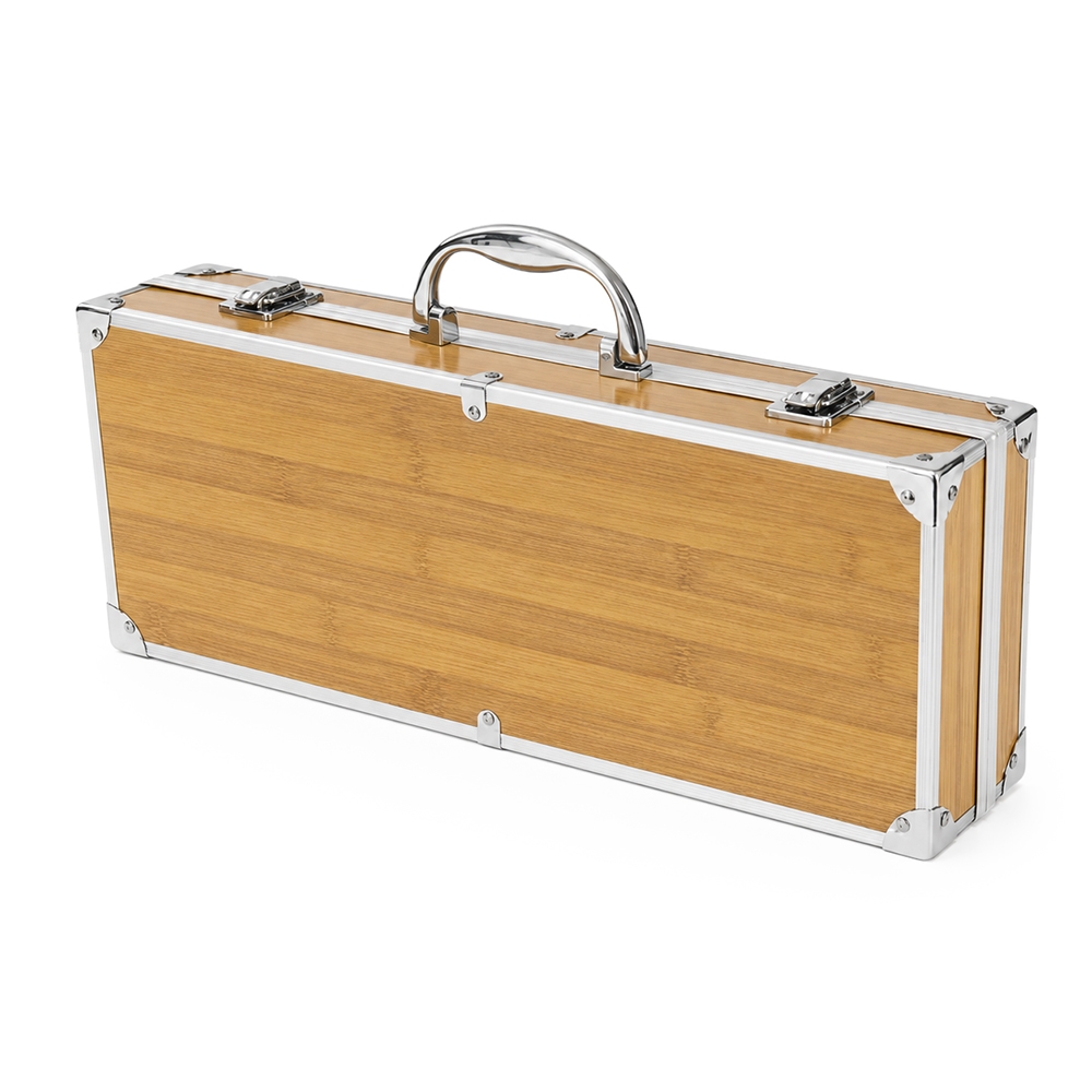 Kit Churrasco 5 Peças Inox e Madeira de Bambu com Estojo S86191 - Imagem 3