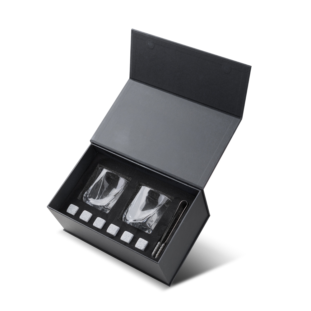 Kit Executivo p-Drinks com 2 Copos 200ml, 6 Cubos e Pegador de Gelo Metal com Estojo p-Presente S94451 - Imagem 2