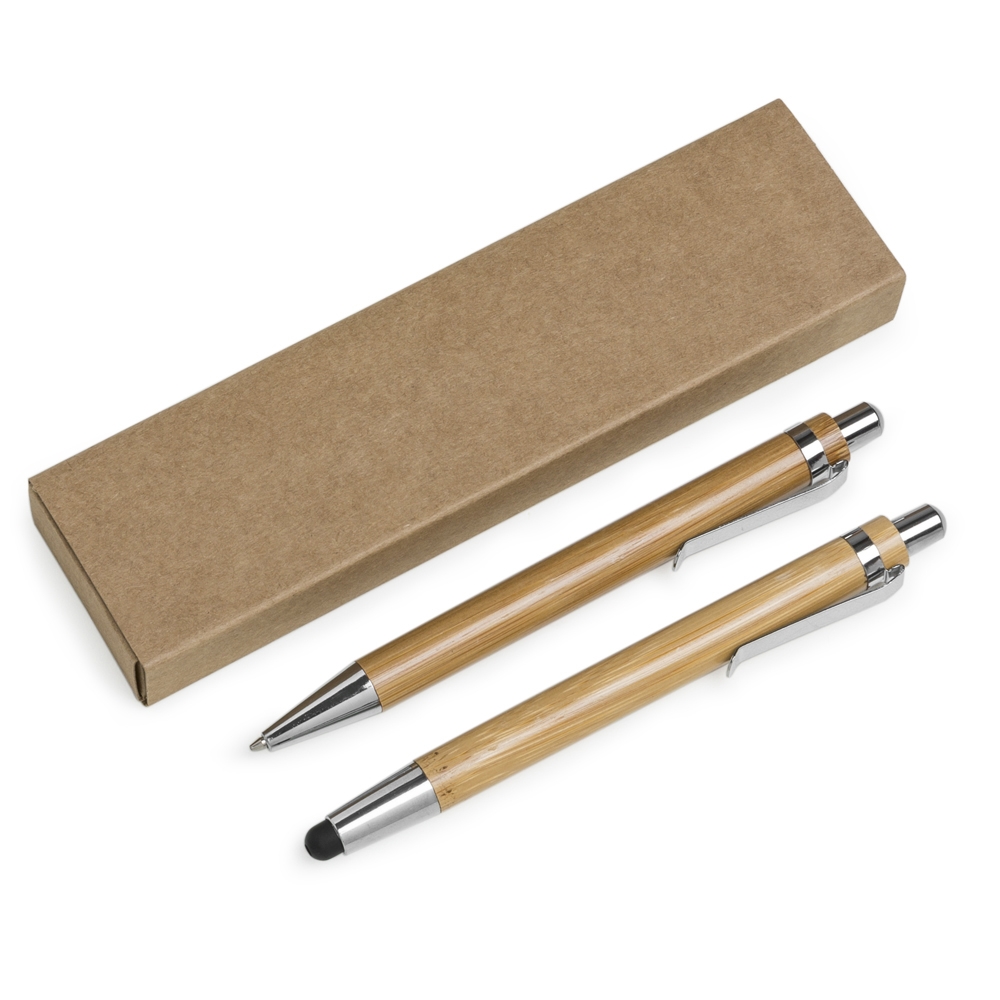 Kit Caneta Touch e Lapiseira Bambu Clip Metal e Estojo p-Presente S69731 - Imagem 2