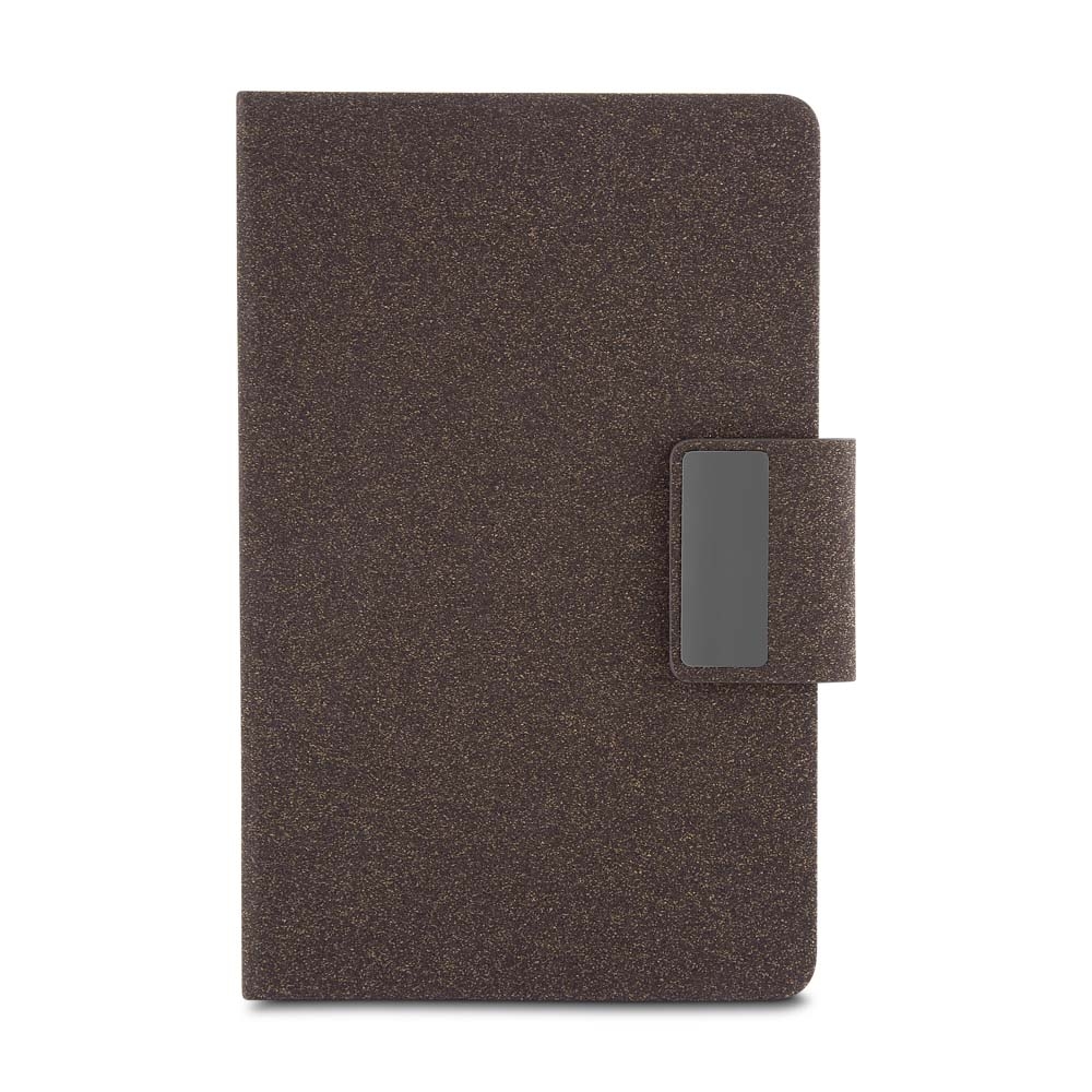 Conjunto Executivo Caderno A5 Couro Sintetico e Fibra de Café Fecho Magnético e Caneta Metal e Estojo p-Presente S86351 - Imagem 3