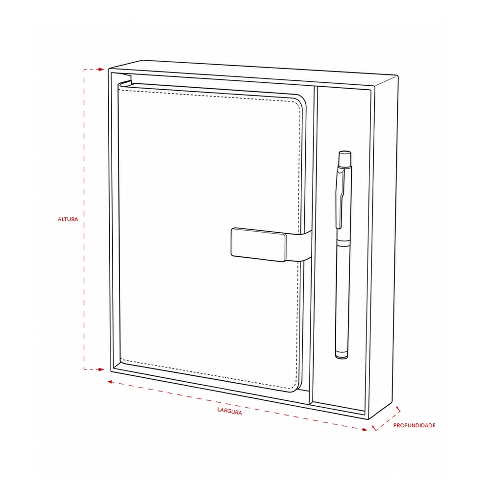Kit Executivo Premium Caderno Fichário A5 Couro Sintético e Caneta Metal Escrita Preta Estojo p-Presente S54191 - Imagem 5